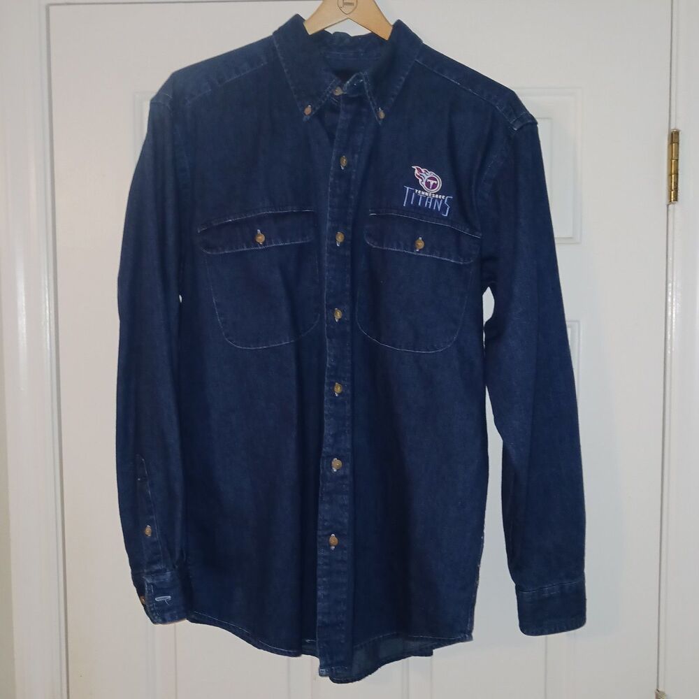NFL Tennessee Titans Men’s Denim Shirt Small Button Front Long Sleeve Blue